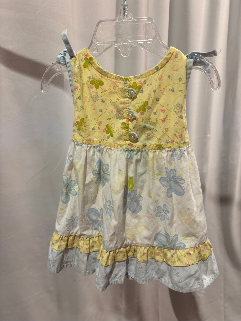 Girls' Yellow & Light Blue Floral Sundress